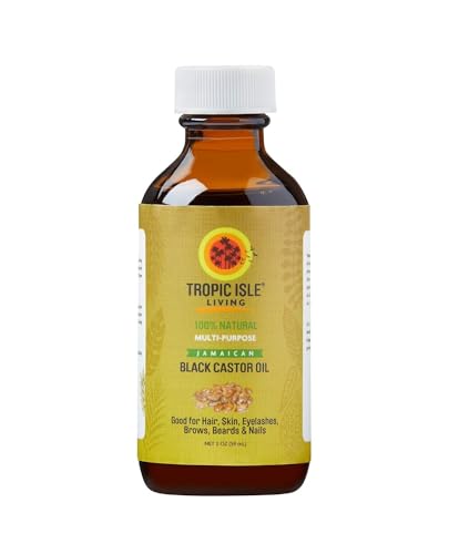 Tropic Isle Living Jamaican Black Castor Dark Oil 4oz/ 120ml Brush Set | For Hair Growth Oil, Skin Conditioning, Eyebrows & Eyelashes, Gives Hydration and Strengthening the Hair