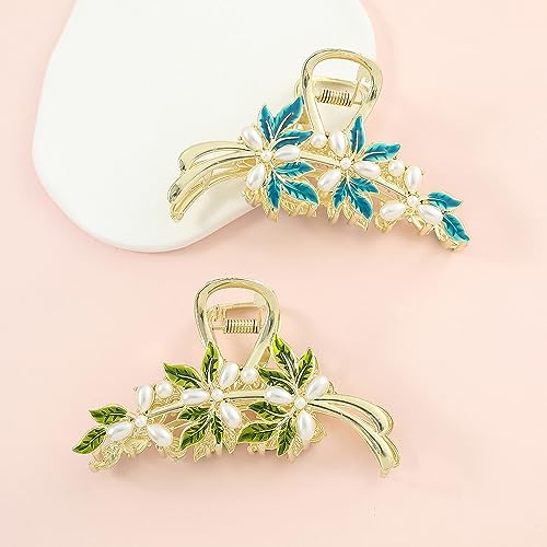 Eddie Munson Butterfly, Flower, and Leaf Hair Claw Clips Set for Women and Girls - Metal Large Hairpins for Thin, Thick, Long, or Short Hair (3 PCS)
