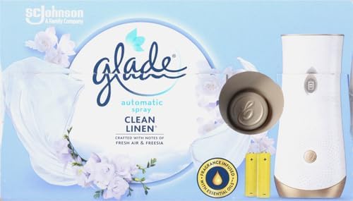 Glade Automatic Spray Refill and Holder Kit, Air Freshener for Home and Bathroom, Clean Linen, 6.2 Oz (Pack of 2)