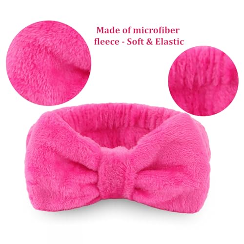 CIEHER 8 Pcs Spa Headbands - 1 White + 7 Pink, Microfiber Hairbands for Bachelorette Party Favors, Bridal Shower Decorations, Skincare Makeup Headbands for Girls, Women's Accessory