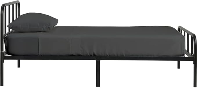 NON Sticky cotton 4 PC Cot Sheet Sets 28x75, 100 Percent Fitted Sheet- Perfect for Narrow Twin/Rv Bunk/Camping Cot/Guest Bed, Sheets Bunk Bed-Fits Upto 4-8'' Deep Mattress- Dark Grey Solid
