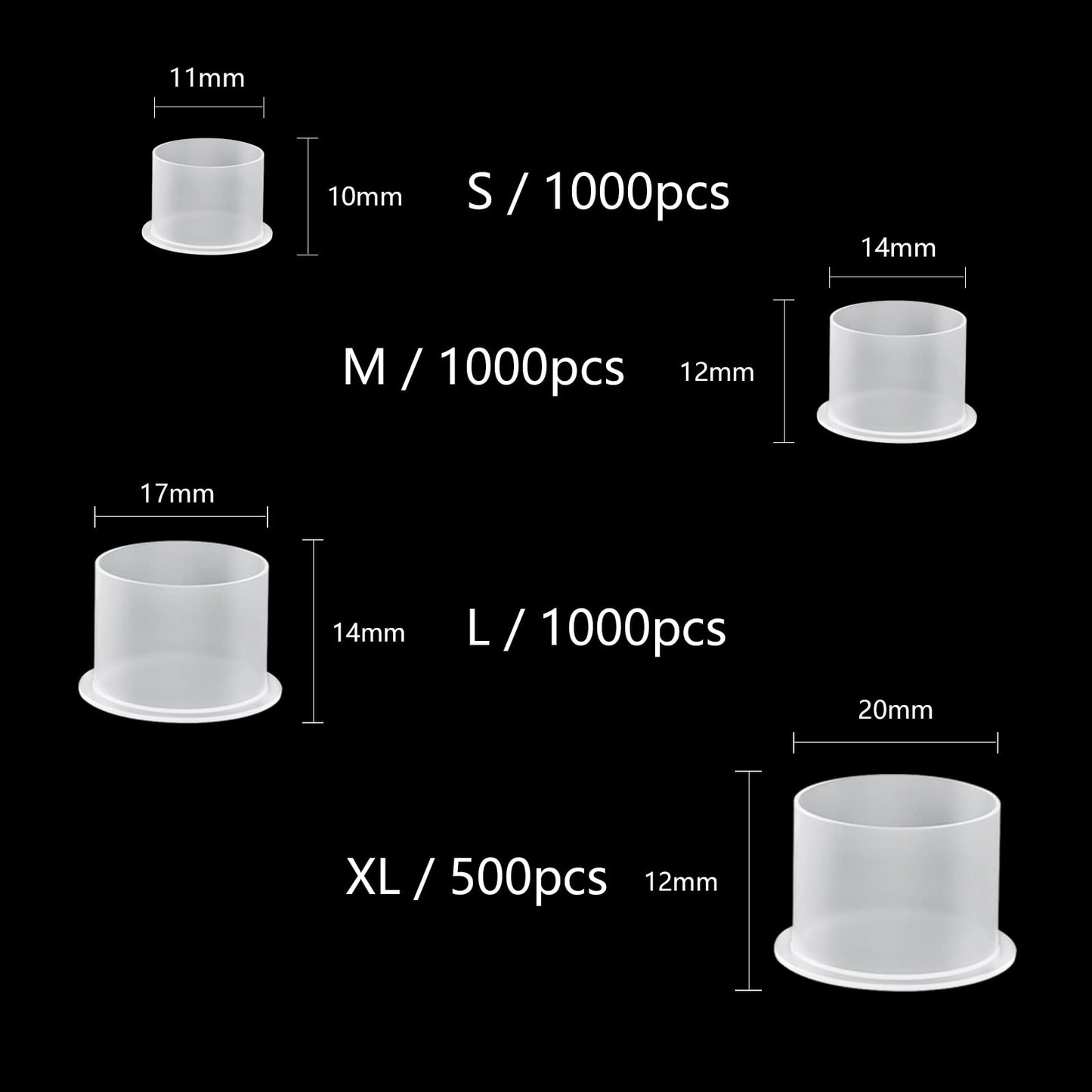 Narkysus Tattoo Ink Caps 500pcs Disposable Extra Large Tattoo Ink Cups with Base Plastic Pigment Caps Cups Permanent Makeup Container Cups for Tattoo Ink and Pigment, Tattoo Needles, Tattoo Supply