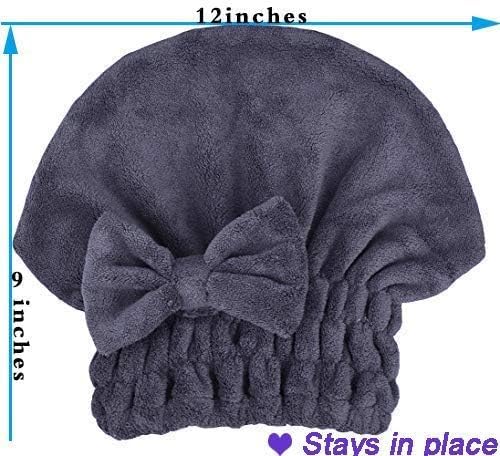 MAYOUTH Microfiber Hair Drying Towels Head wrap 2-Pack with Bow-Knot Shower Cap Hair Turban hairWrap Bath Cap for Curly Long & Wet Hair Gift for Women