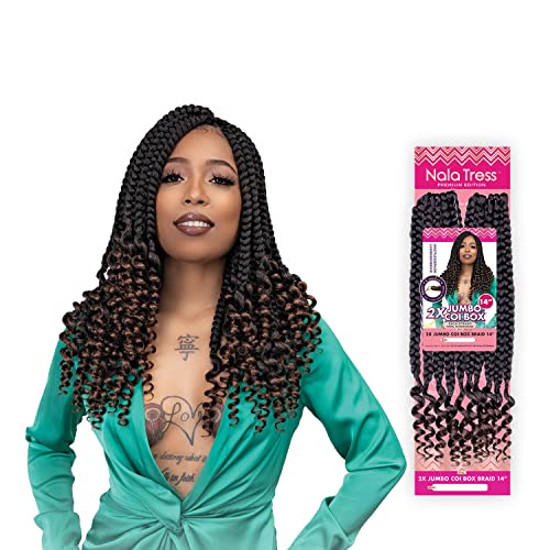 Janet Collection Crochet Braids Nala Tress 2X Jumbo Coi Box Braid 14" (3-pack, BURG)