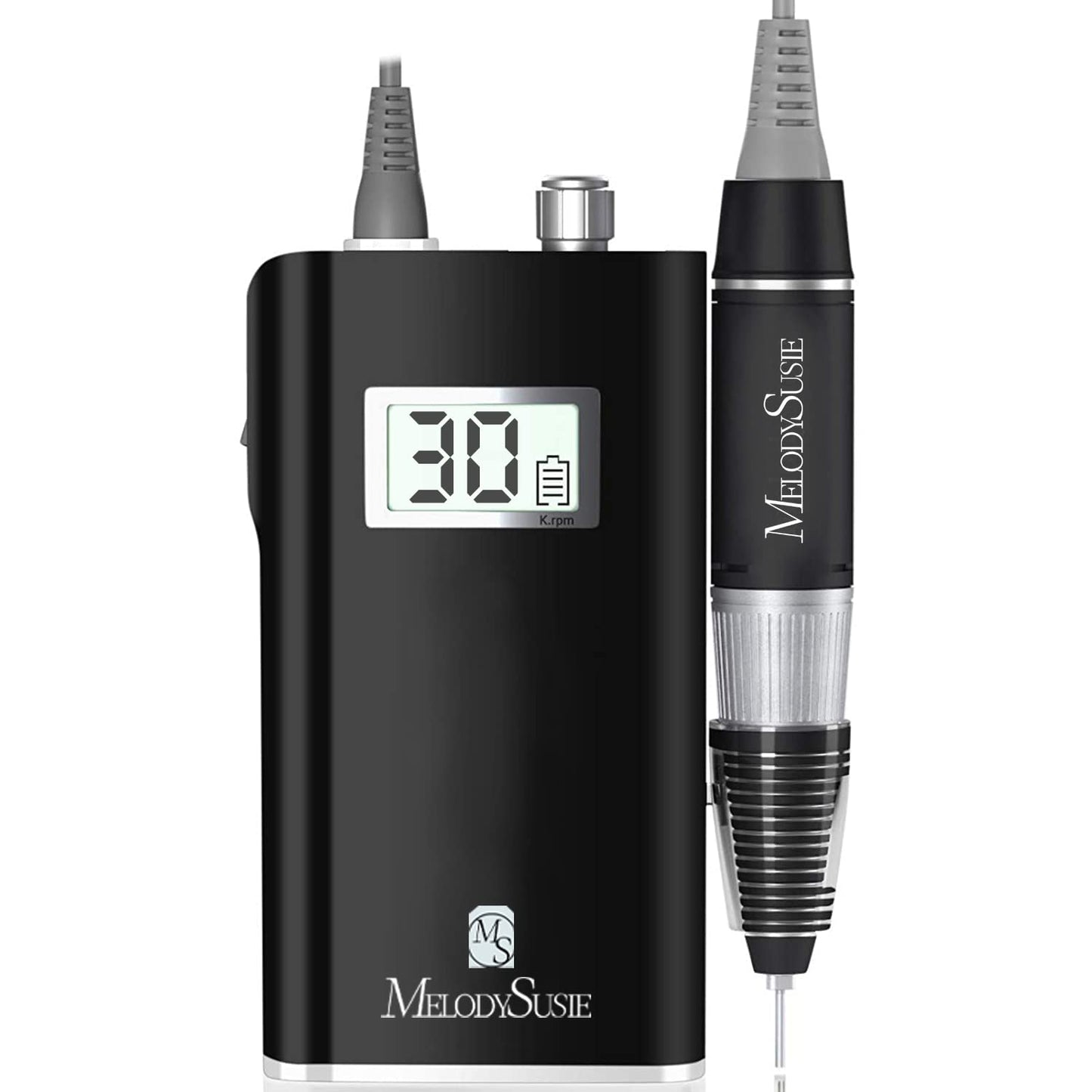 MelodySusie Professional Rechargeable 30000 RPM Nail Drill, Portable Electric E File Scamander, Acrylic Gel Grinder Tools with 6 Bits and Sanding Bands for Manicure Pedicure Shape Carve Polish