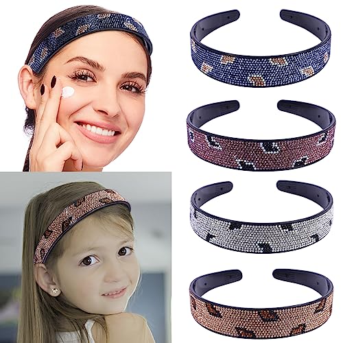Cutewing Womens Fashion Rhinestone Headbands Bling Headband Sparkly Teeth Comb Hairbands Non Slip Hair Hoop Hair Accessories for Girls Ladies with 4PCS