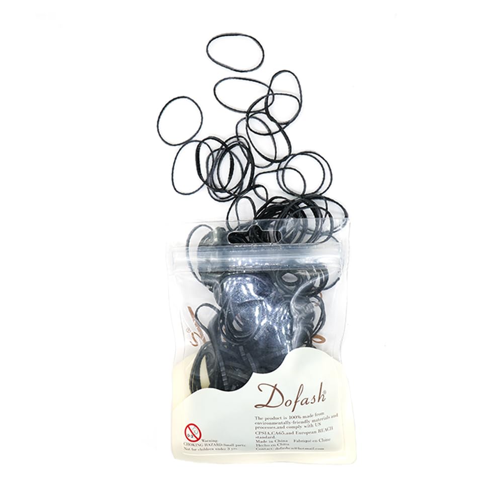 Dofash Hair Ties for Women's Hair, 2 * 75MM Polybands Hair Elastics, 200pcs (Black)