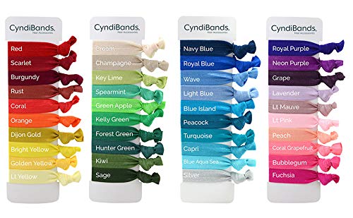 Cyndibands Ribbon Hair Ties - 25 Pack - Royal Blue - Elastic Fabric Ponytail Holders