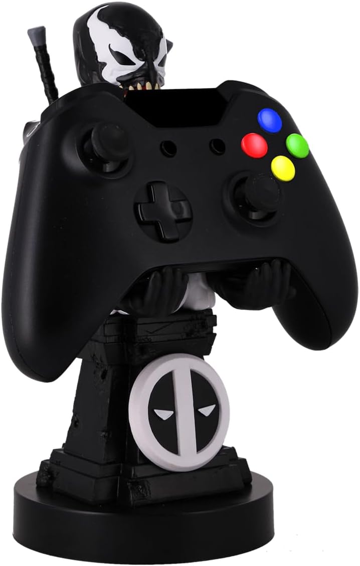 Exquisite Gaming: Deadpool Back in Black: Deadpool Venom - Original Mobile Phone & Gaming Controller Holder, Device Stand, Cable Guys, Licensed Figure