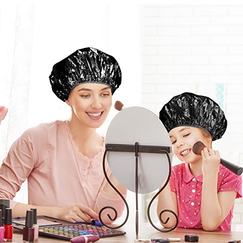 12 Pieces Deep Conditioning Caps Aluminum Foil Reusable Hair Processing Caps Hair Coloring Shower Caps for Home Salon Use (Black, 12 Inch)