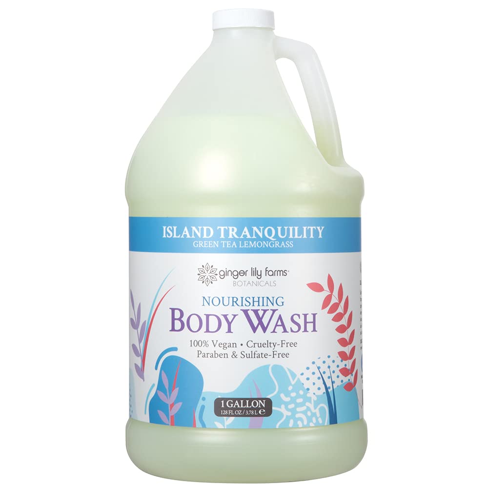 Ginger Lily Farms Botanicals Body Wash + Hand Soap + Butter Lotion Bundle, Island Tranquility, 1 Gallon Each
