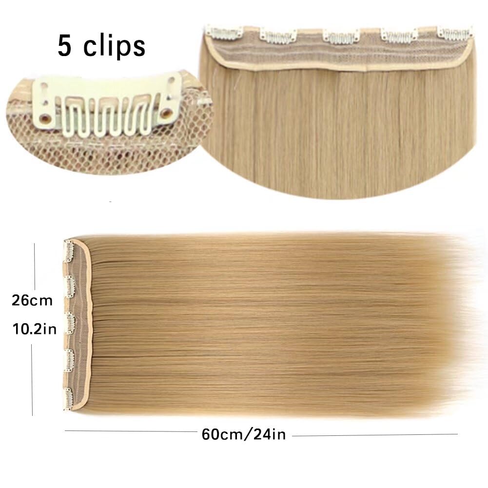 iLUU Hot Pink Color Clip in Synthetic Hairpiece 24inch Straight Hair Extension 100g/pack Cospaly Dress up Christmas 5 Clips in Hair Extensons Wig For Women Girls Party Cosplay #8D