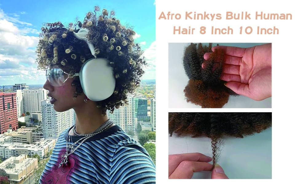 EV&ET Tight Afro Kinky Bulk 100 % Real Human Hair for Draedlock Hair Extensions, Repair Locs, Twists and Braids 1 Pack