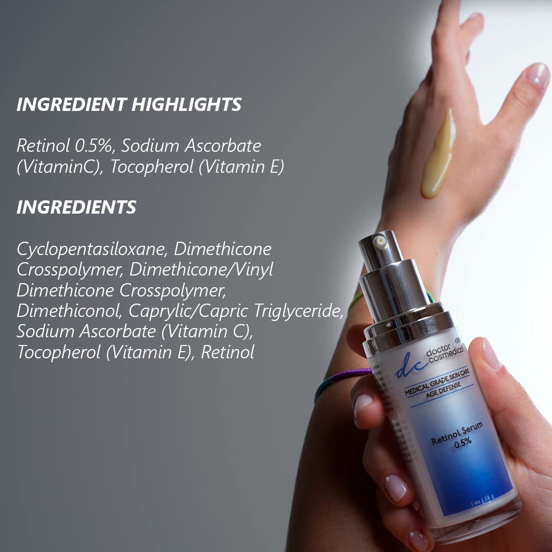 Doctor Cosmedical Retinol Serum 0.5% | Perfect Anti-Aging Cure | Anti-Aging 0.5% Retinol Skin Repair Face Cream | Non Greasy Professional Grade Formula | 1Oz / 28g