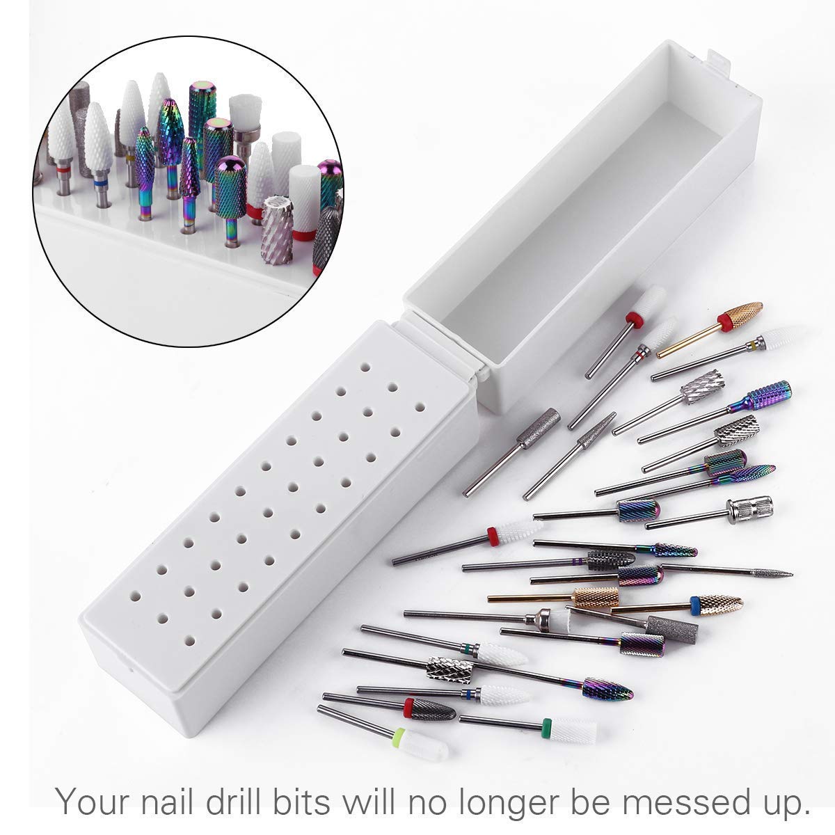Makartt Nail Drill Bits Holder Dustproof Stand Displayer Bundle With Nail Drill Handpiece for Up200 Machine