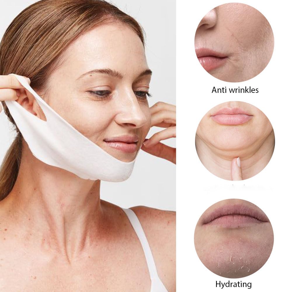 evpct 6Pcs V Line Lifting Hydrogel Collagen Mask Strap with Aloe Vera and Seaweed, Hydrating and Anti-aging