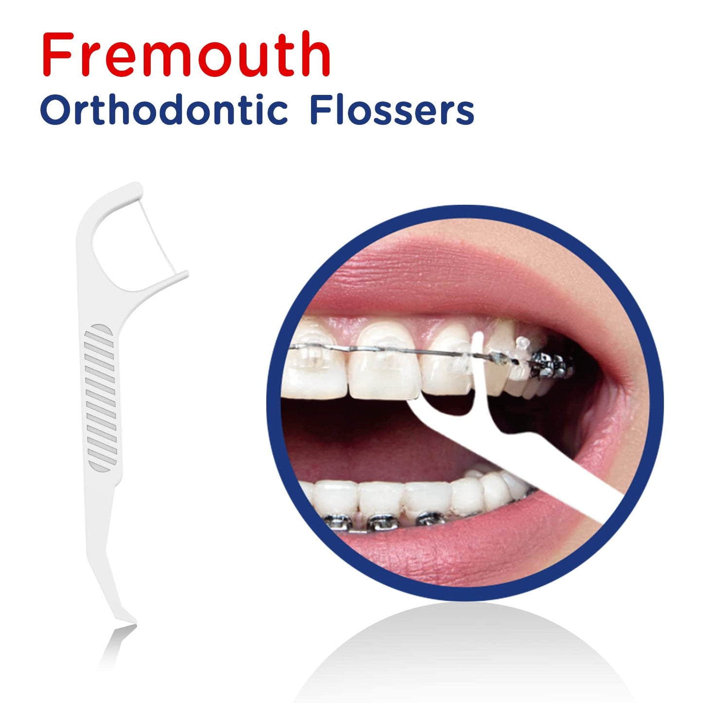 Fremouth Orthodontic Flossers for Braces - Ortho Dental Floss Picks, 100 Count (Pack of 3), with a Travel Case