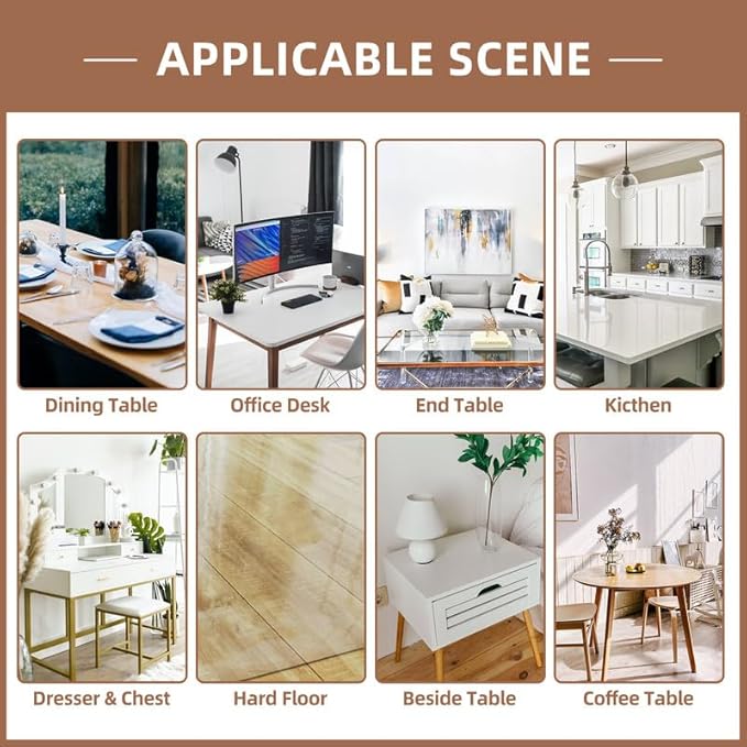 Warmstar Clear Table Cover Protector 48 x 72 Inch,1.5mm Thick Plastic Table Cover Rectangle,PVC Clear Table Protector,Desk Protector Mat for Kitchen, Dresser, Writing Desk,Dining Room Table