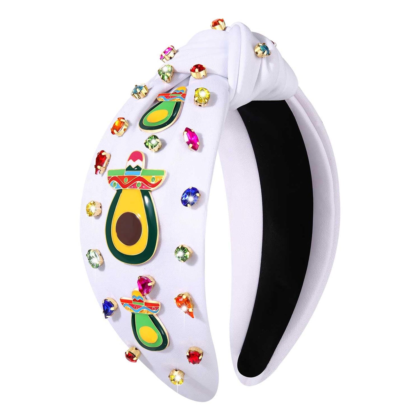 MOLOCH Cinco De Mayo Fiesta Headband, Women's Wide Headband with Sombrero, Cactus, Guitar Charms, Crystal Embellishments, Mexican Hair Accessory, Party Decoration, Gift