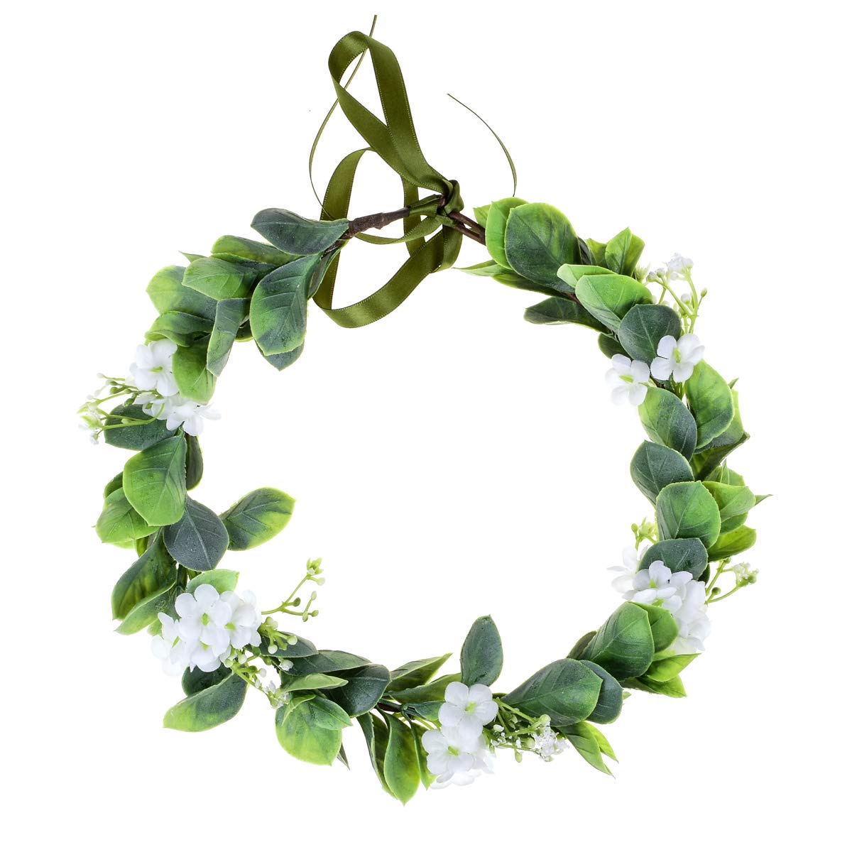 Love Sweety Succulent Flower Crown Eucalyptus Halo Wedding Floral Headband Photo Prop (B-White)