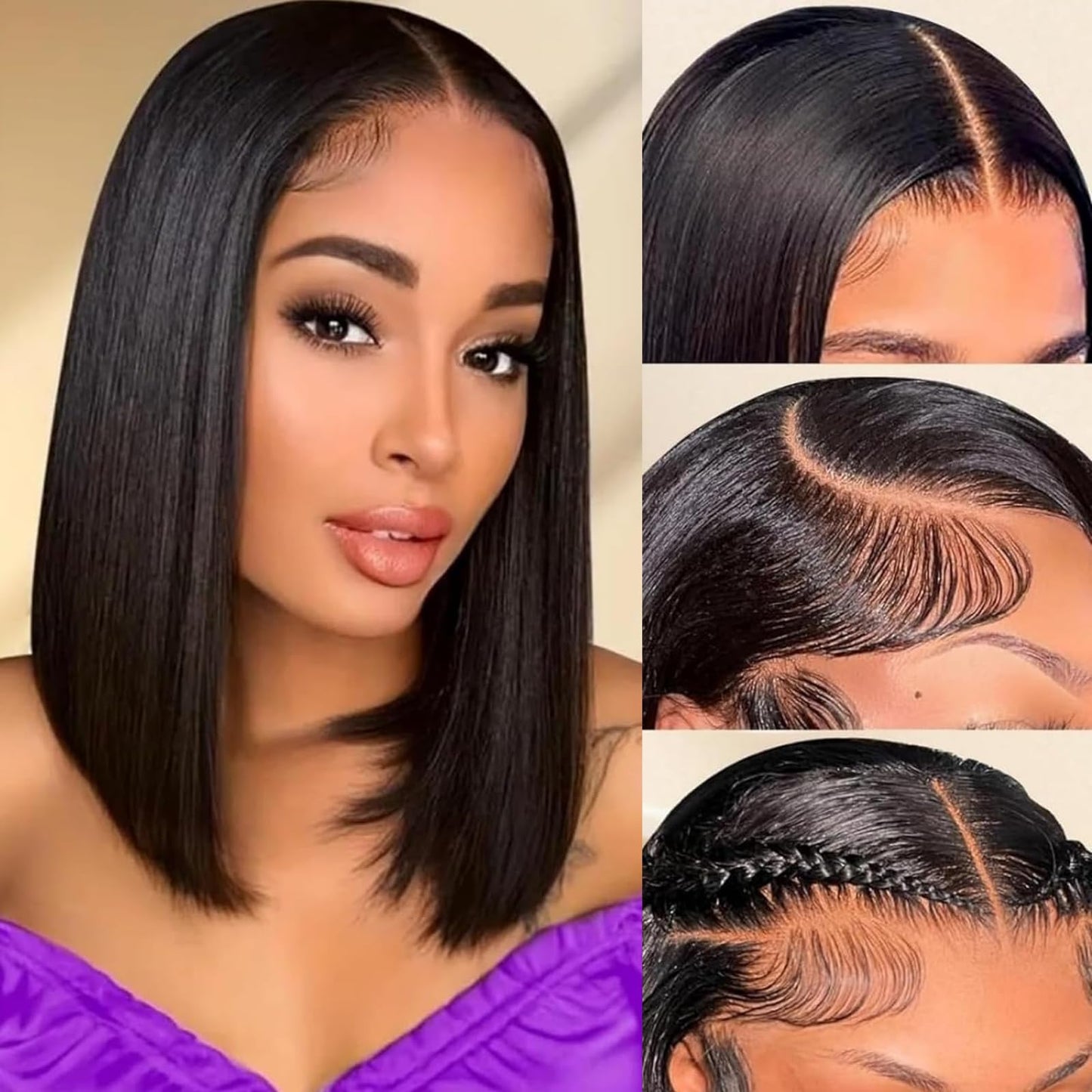 LYOLKSER hair bob wig human hair glueless wigs human hair pre plucked 13x4 lace front wigs human hair 12 inch indian remy straight hair wigs short bob wigs human hair