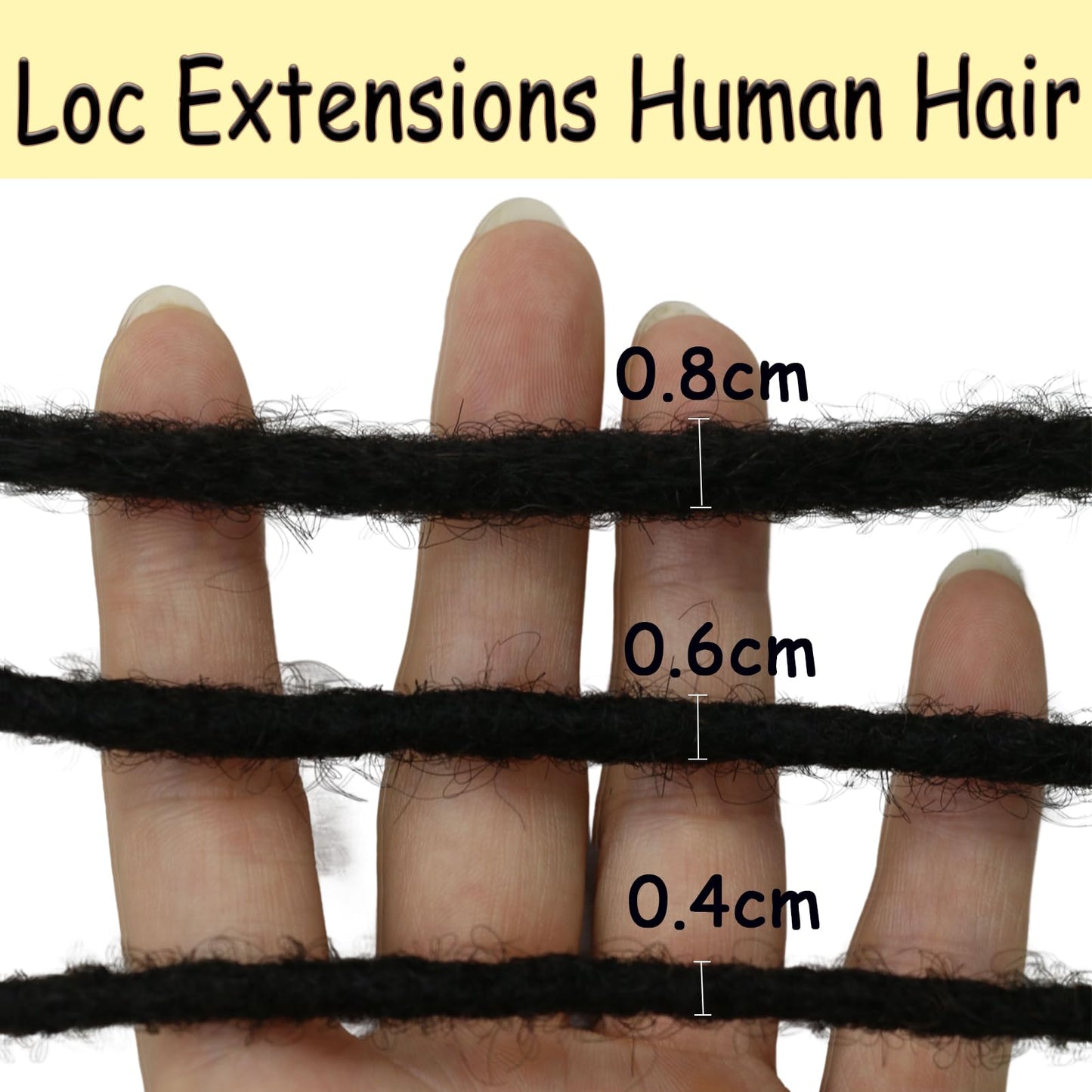 Coriario 14 inch Permament Loc Extensions Human Hair 70 Strands 0.4cm Real Human Hair Dreadlock Extensions for Women Men Kids Natural Black Dread Extensions Human Hair