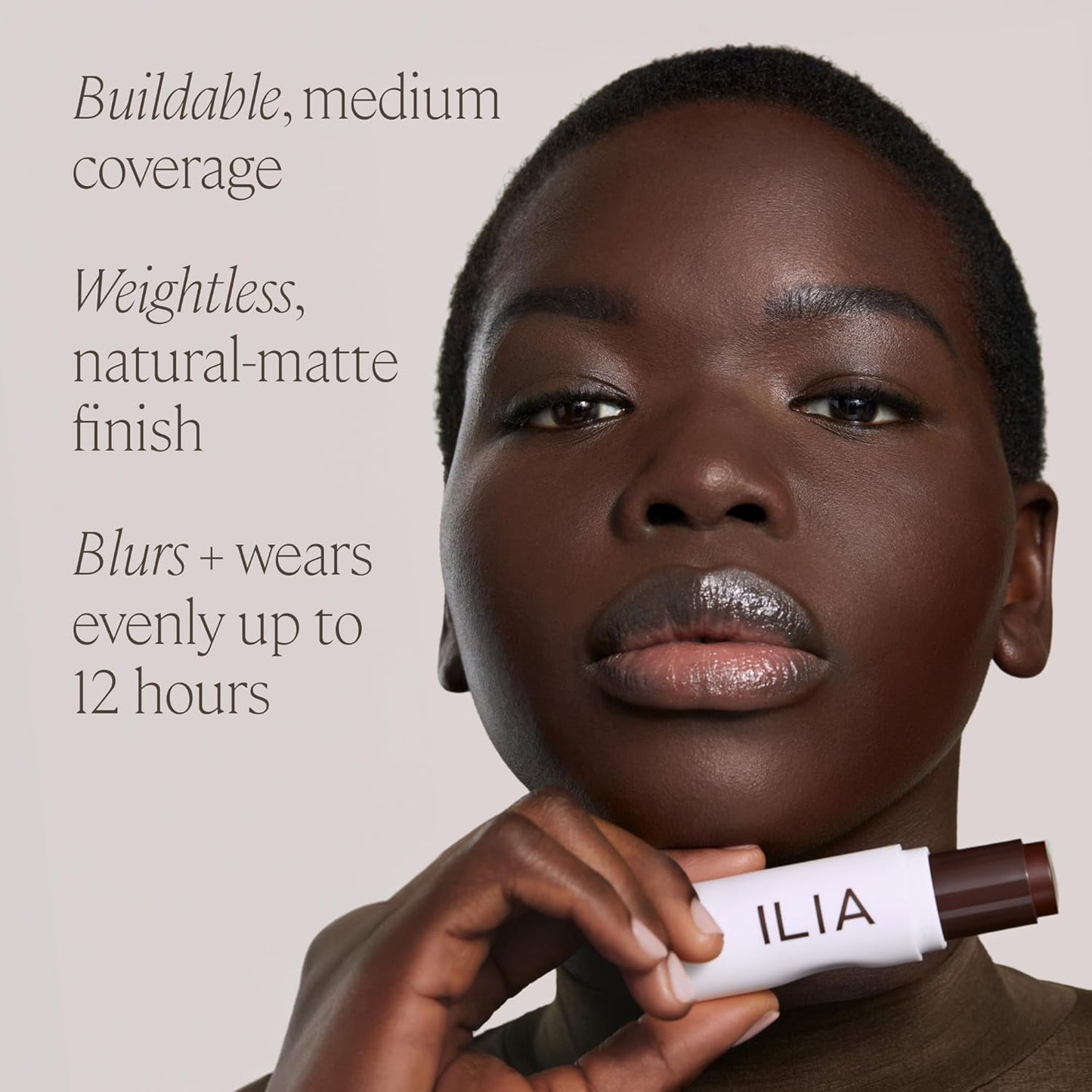 ILIA - Skin Rewind Complexion Stick - Foundation + Concealer + Skincare | Non-Toxic, Vegan, Cruelty-Free, Clean Makeup (40C - Wenge, 0.35 oz | 10 g)