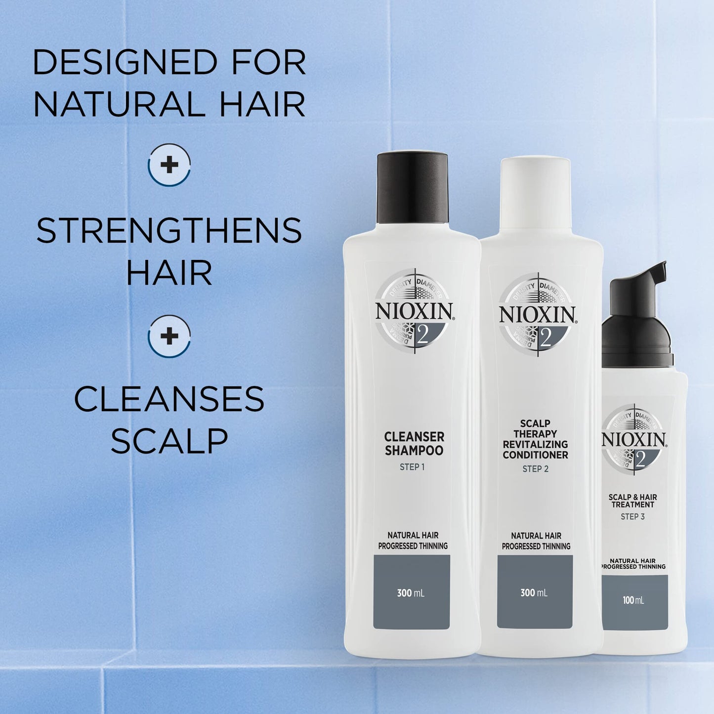 Nioxin System Kit 2, Cleanse, Condition, and Treat the Scalp for Thicker and Stronger Hair, Full Size Kit + Ultimate Power Serum, Intensive Daily Leave-In Hair Treatment