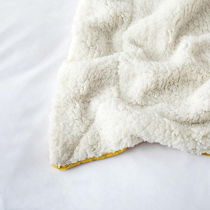 IR Imperial Rooms Sherpa Fleece Throw Blanket for Couch - Soft and Fuzzy Blanket for Winter - Reversible Thick and Warm Fluffy Throw Blankets for Bed, Sofa, Camping and Travel, Yellow, 50x60 Inches