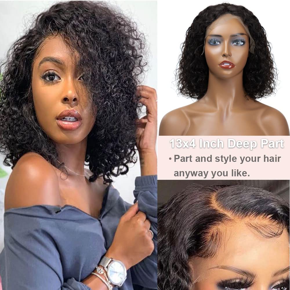 HD Lace Front Wigs Human Hair Pre Plucked Glueless Wigs Frontal Wig 13x4 Lace Front Wigs Human Hair for Black Women 180% Density Natural Hairline Human Hair Wigs (12 Inch, #1B 13x4 Lace Water Wave)