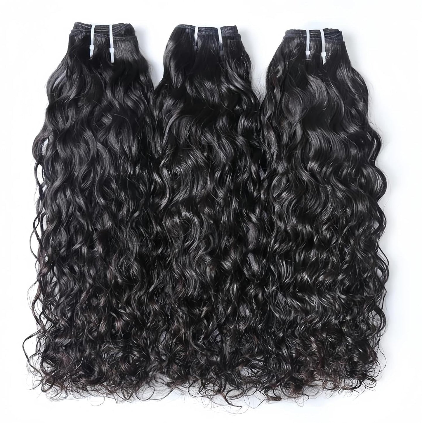 Ladiaryf Water Wave Bundles Human Hair Water Wave 3 Bundles Soft Brazilian Virgin Human Hair Bundles 100% Unprocessed Thick Wet and Wavy Hair Bundles Natural Black 300g 14 16 18 Inch
