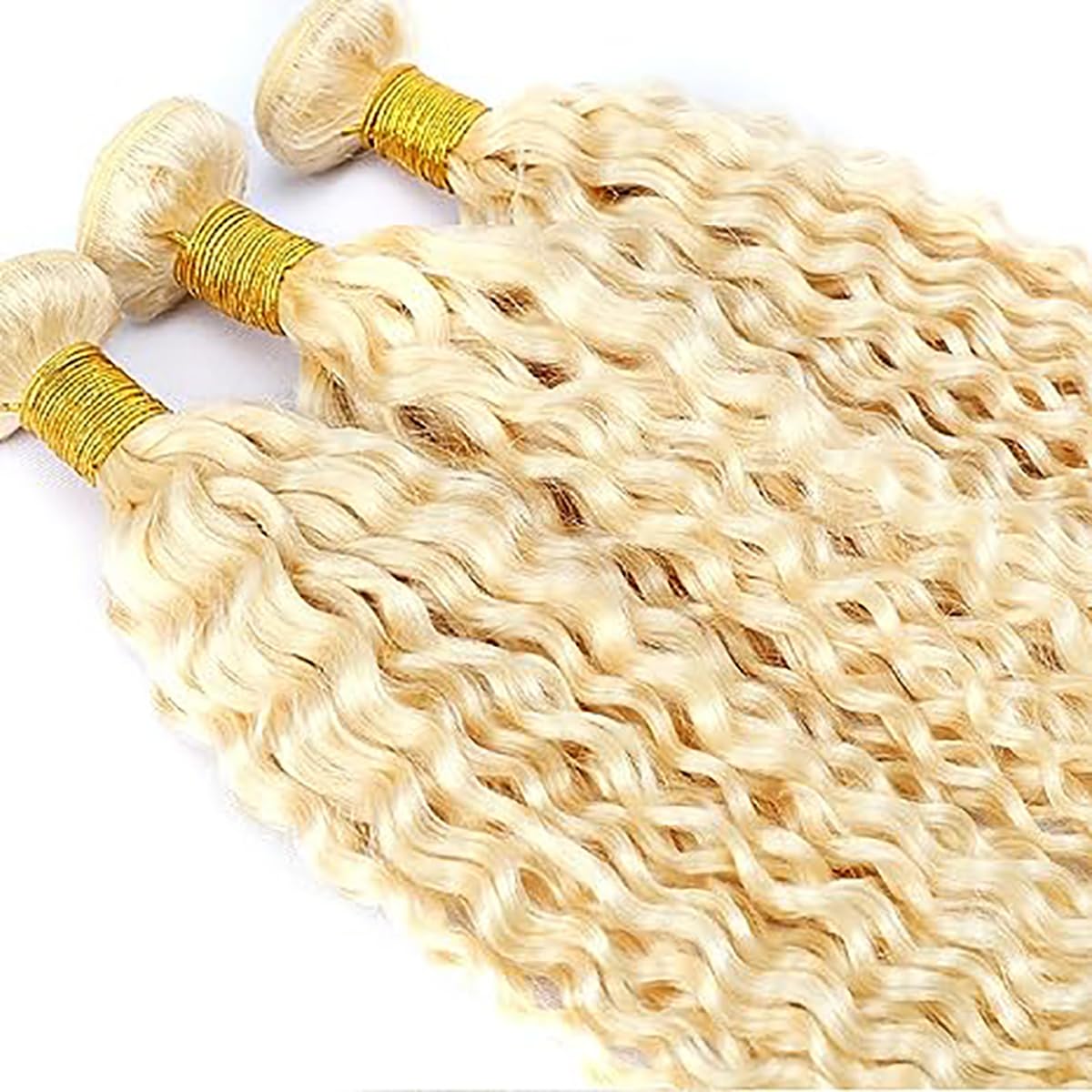HeioWuio #613 Curly Wave Brazilian Human Hair 3 Bundles Blonde Hair Weaves Grade 8A Unprocessed Virgin Hair Bundle 18 20 22 Inch
