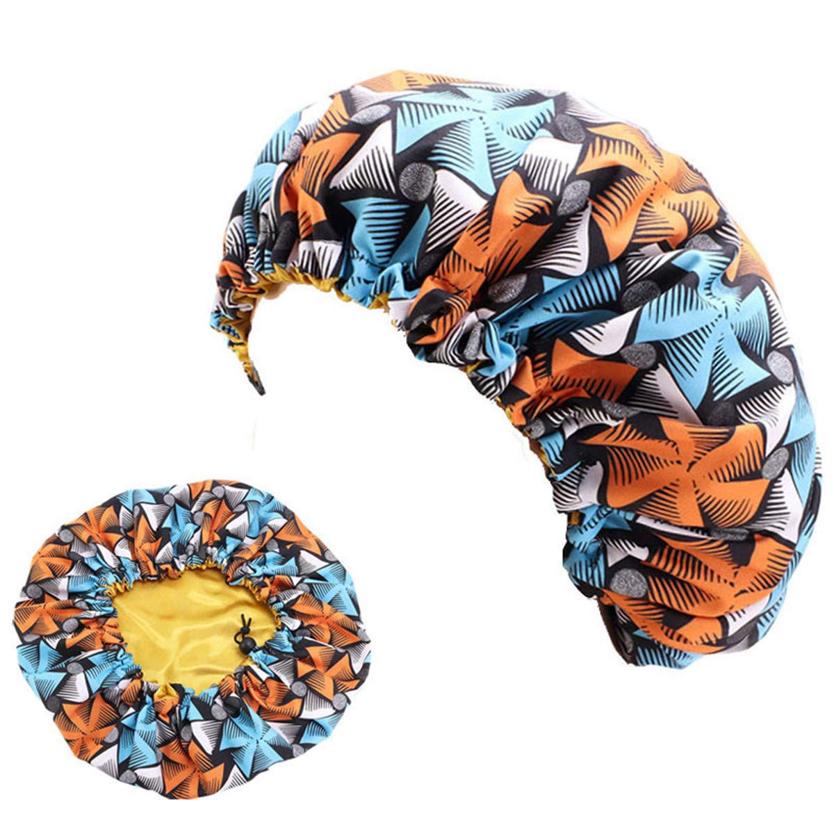 Qhome Luxury Wide Band Satin Bonnet Cap Comfortable Night Sleep Hat Hair Loss Cap