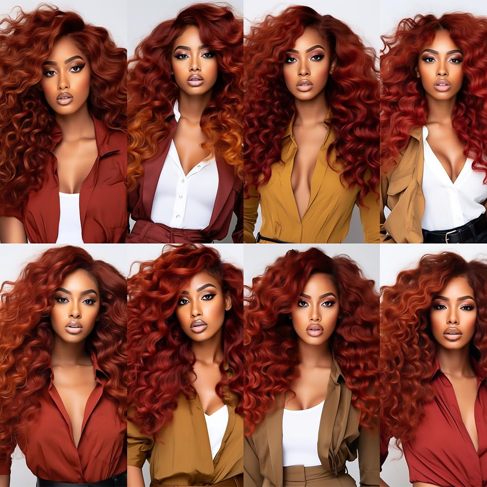Color #33 Curly Bundles Human Hair Reddish Brown Kinky Curly Bundles Auburn Human Hair Double Weft Brazilian Remy Hair Weave Extensions Wet and Wavy Silky Soft for Black Women(20 22 24 Inch 3 Bundles)