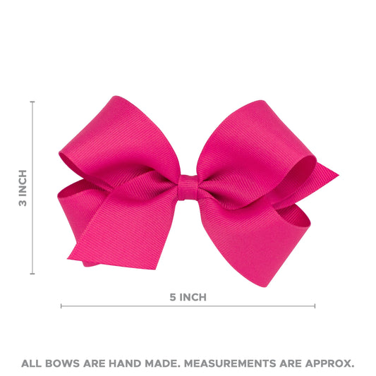 Wee Ones Girls' Classic Grosgrain Moonstitch Edge Hair Bow on a WeeStay Hair Clip, Medium, White with Light Pink