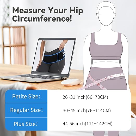 Sacroiliac SI Joint Hip Belt for Women Men-Alleviate Sciatica|Pelvic|Back|Lower Back Support, Pelvic Support Belt, Adjustable Lumbar Pain Relief, Trochanter Belt Blue, S(Hip Size 25-40")