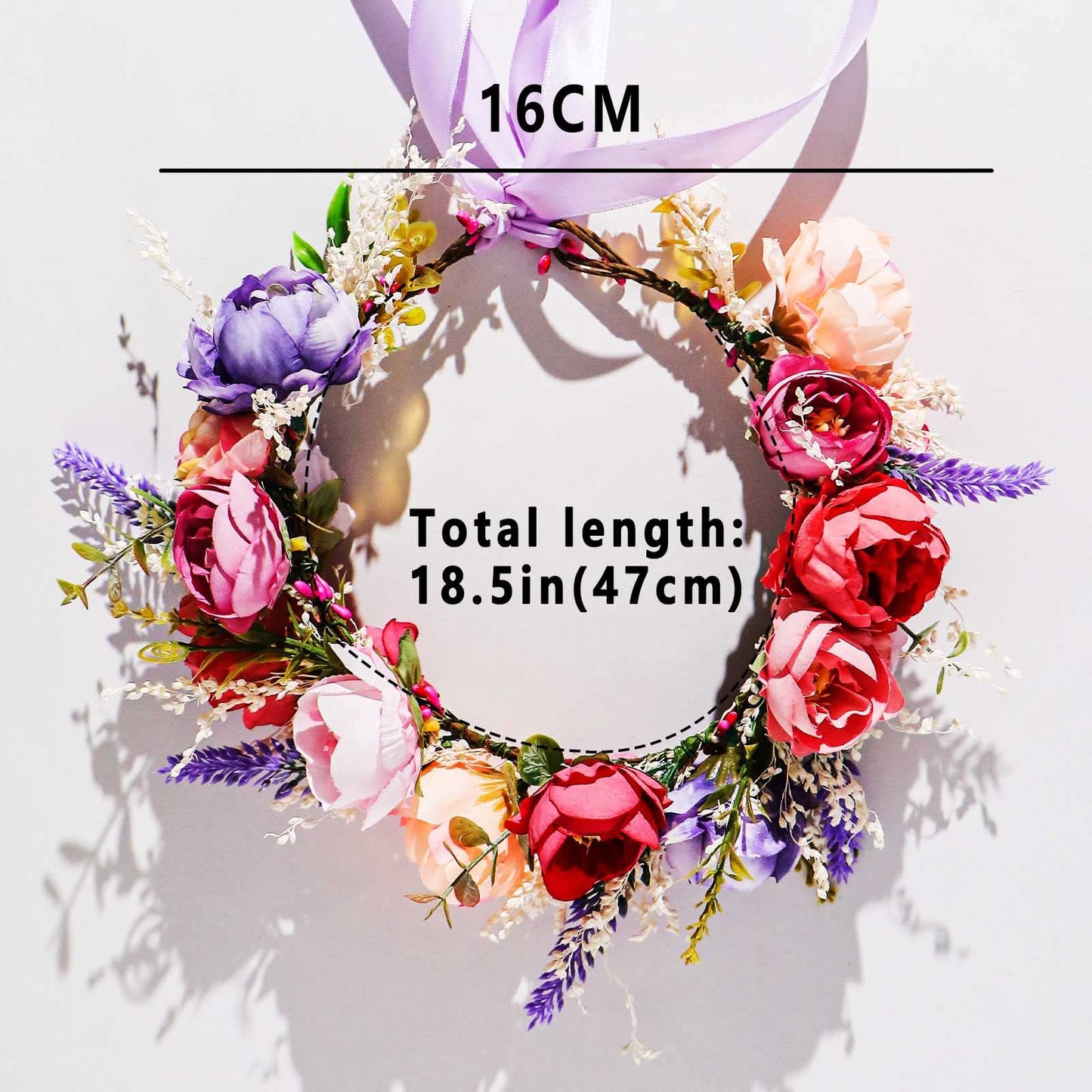 Eralove Floral Headband for Party women Flower Crown Bridal Hair Wreath Wedding Photo Festivals Props Headpiece (Purple)