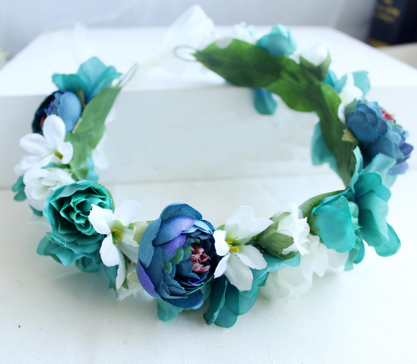 LLinfflr Fairy Flower Crown Woodland Headband Elf Floral Headpiece Forest Elven Circlet for Women Girls Bridal Wedding Prom Halloween Renaissance Cosplay Photo Green