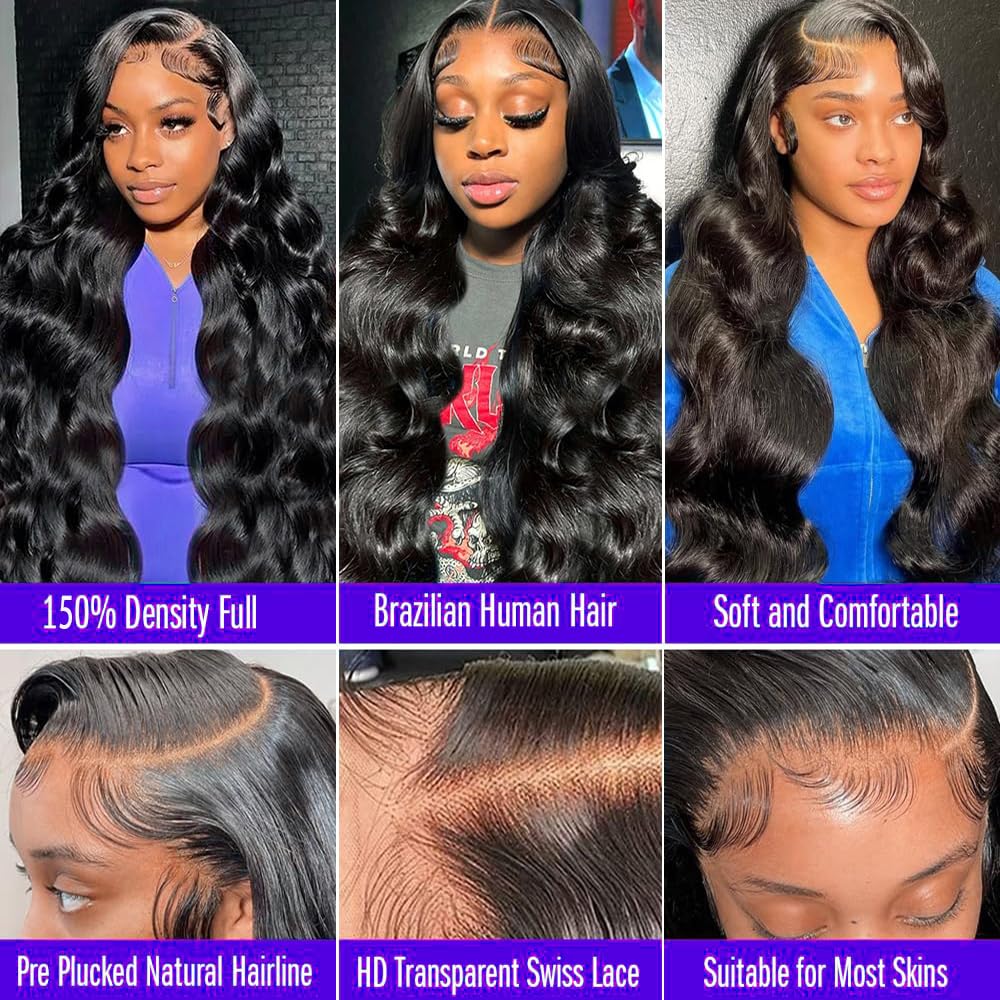 Armodeo Body Wave Lace Front Wigs Human Hair Pre Plucked 13x4 HD Lace Frontal Wigs Human Hair 150 Density Body Wave Wig For Black Women 22Inch