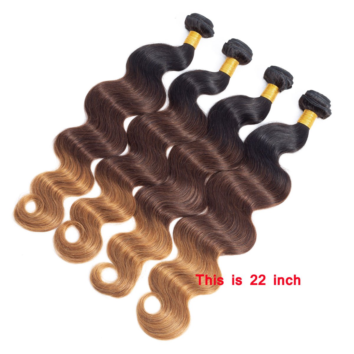 DAYRISE Ombre Body Wave Bundles Brazilian Virgin Human Hair Bundles Ombre Human Hair Extensions 3 Tone Mixed 1B/4/30 Color (14 16 18) Ombre Bundles Body Wave 3 Bundles