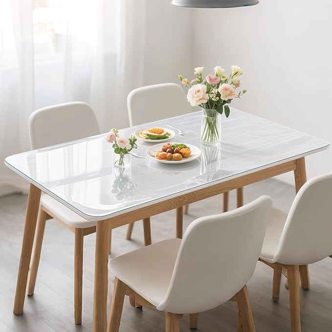 Clear Table Protector 40 x 80 Inch, 1.4mm Thick Waterproof PVC Plastic Table Cover, Durable Table Pad for Dining Room, Kitchen, Writing Desk, and Coffee Tables