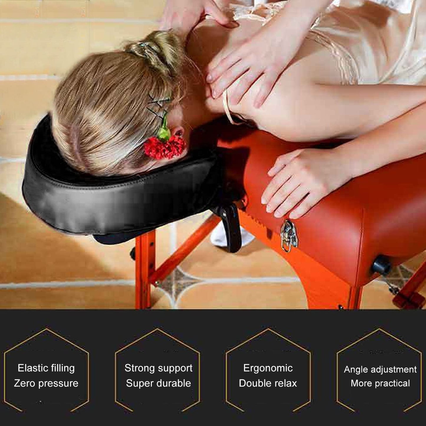 Massage Table Face, PU Leather Massage U Shape Soft Pillow Adjustable Universal Massage Table Headrest Pillow Massage Bed Accessories for Massage Chairs Spa Bed