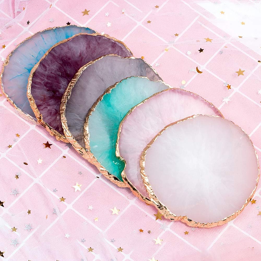 Kalolary Resin Stone Nail Art Palette, Nail Art Cosmetic Mixing Palette Color Mixing Pigment Plate Polish Holder Drawing Color Palette Nail Art Painting Gel Palette Manicure Tool (White)