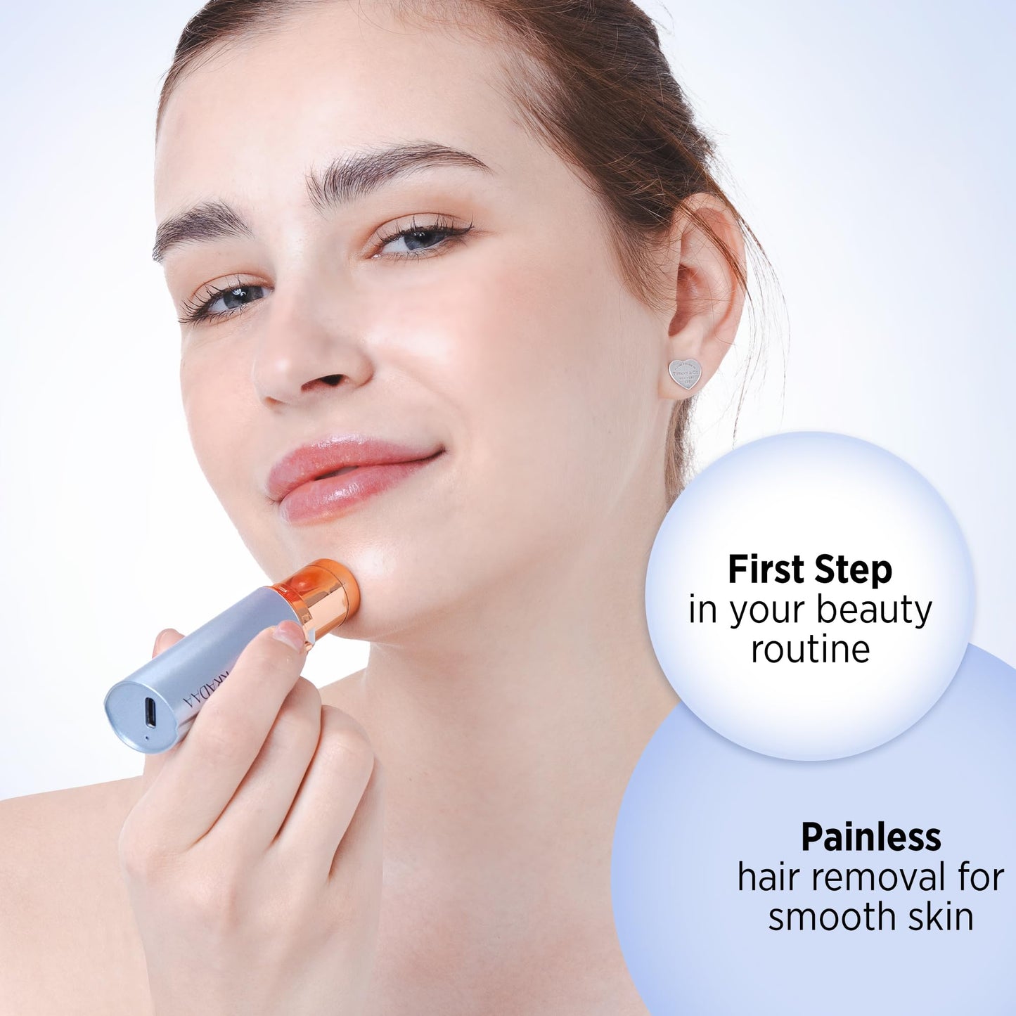 KRADAA Facial Hair Removal for Women: Rechargeable Hair Removal Device - Painless Womens Face Razor Peach Fuzz (Blue)
