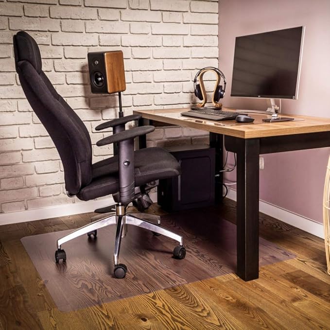 NECAUX Custom 46 x 96 Inch Frosted Table Cover Protector, 1.5mm Thick Wood Grain Transparent Table Pad Non-Slip Tablecloth Plastic Protective Pad for 8 FT Dining Room Table, Conference Table