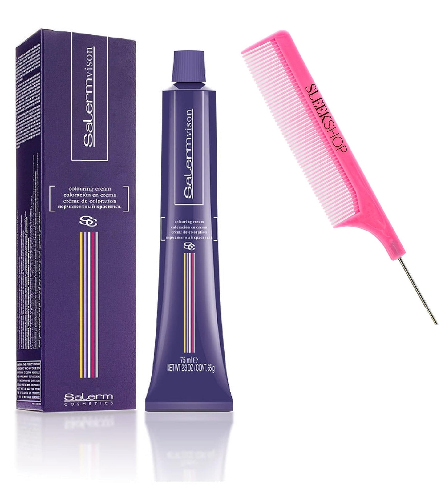 vask SIeekshop Comb + πππ₯ππ«m Cosmetics VISION πππ₯ππ«mvision Permanent Cream Hair Color Dye (w/SIeekshop Pink Comb) Haircolor Creme, 3 DARK BROWN -