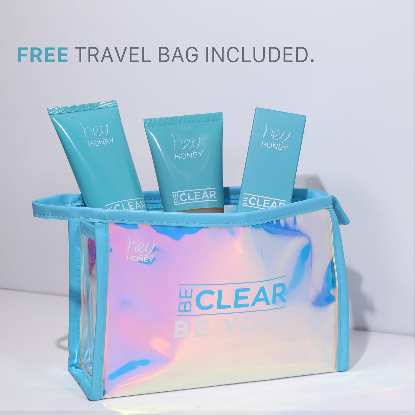 Hey Honey Skincare Be Clear 3-Step Acne Clearing Kit |Clear Face Wash, Deep Pores Cleansing, Overnight Treatment | with Propolis & Honey | Clear Blemish Skin Purifying Formulas | 3-Piece Kit