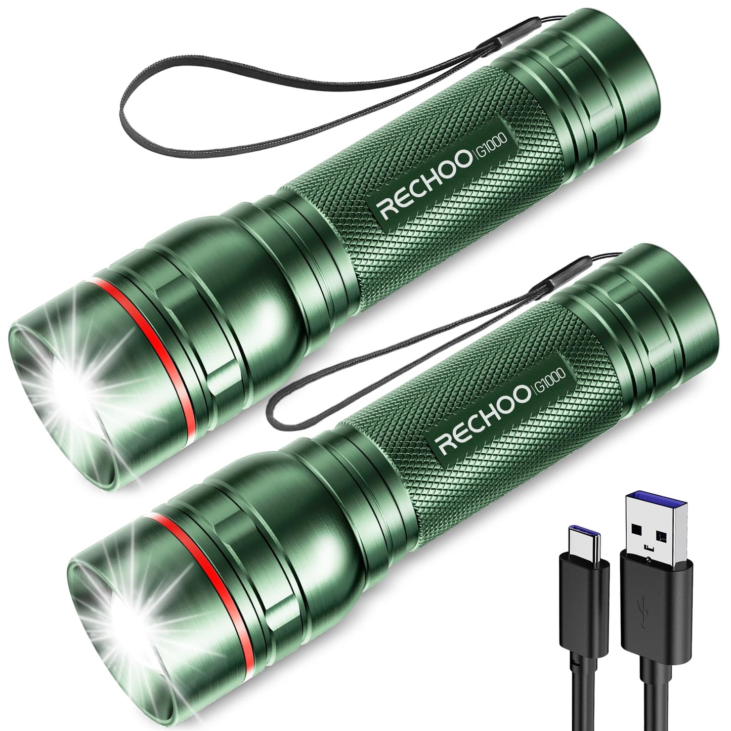 Rechargeable Flashlights High Lumens, G1000 Super Bright Flash Light Pink, Small Zoomable LED Flashlight with 3 Lighting Modes, Portable Tactical Flashlight for Camping Essentials, Gift for Women