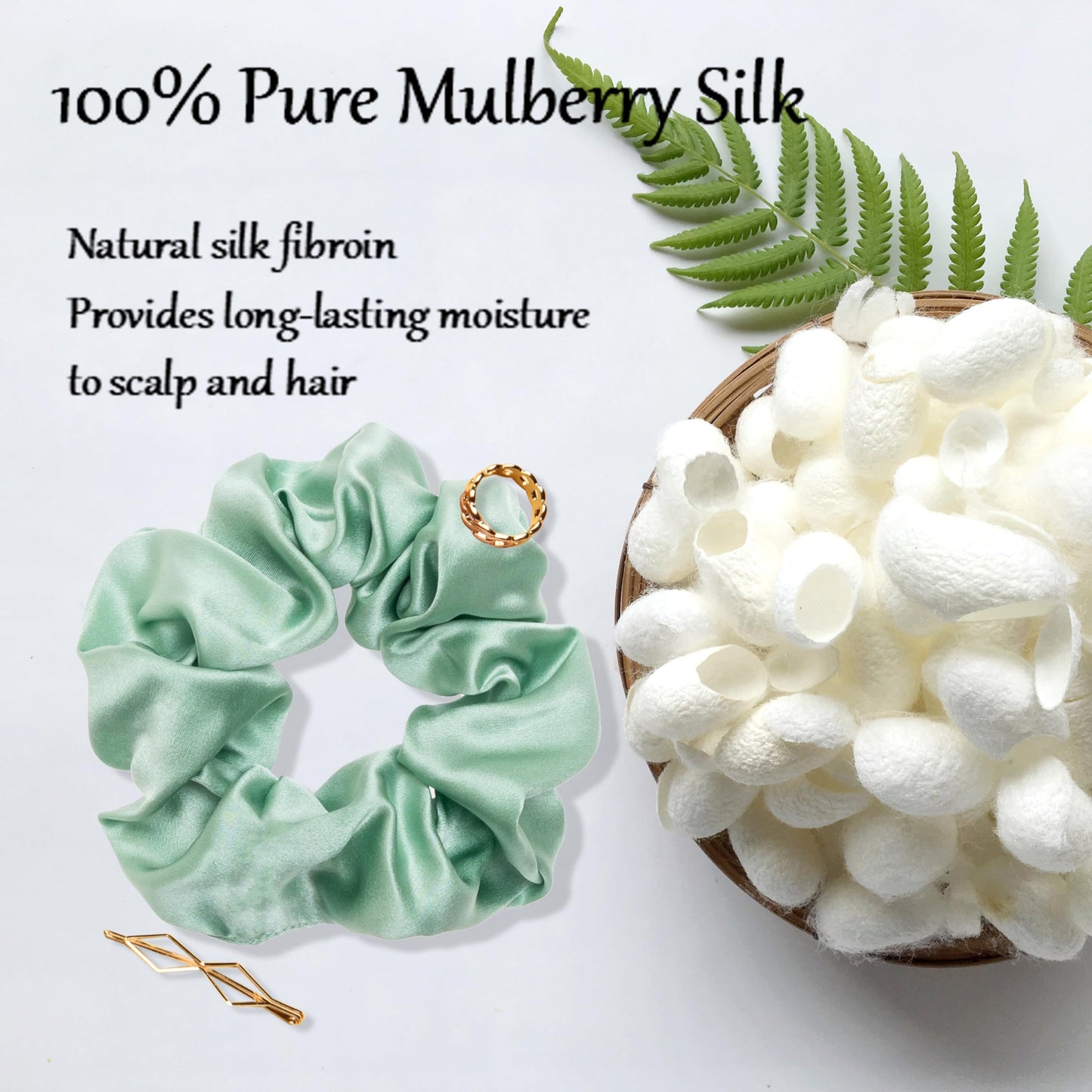MurierSilk Mulberry Silk Hair Scrunchies & Ponytail Holders - 100% Pure Silk Elastics for Women & Girls, 4pcs Large Hair Accessories Preventing Frizz & Breakage