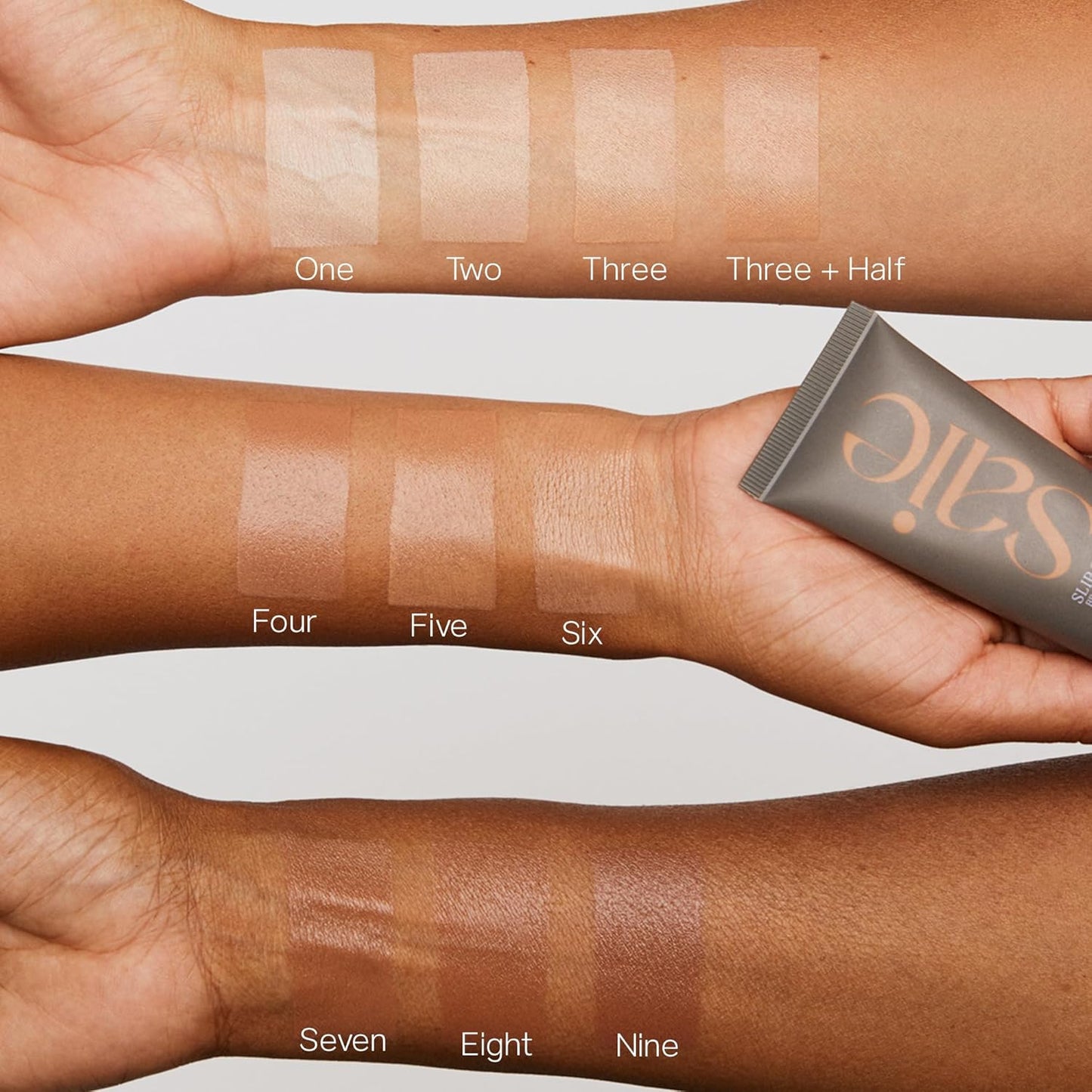 Saie Slip Tint Tinted Moisturizer with SPF 35 - Light Coverage, Glowy Skin Tint & Mineral Sunscreen for Face with Hydrating Hyaluronic Acid - Summer Makeup Essential - Shade Five + Half (1.35 oz)